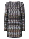 Missoni Mini Dress With Chevron And Stripe Pattern In Multi