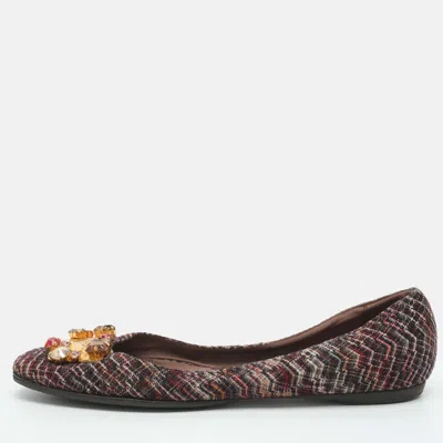 Pre-owned Missoni Embellished Size 41 Multicolor Knit Fabric Ballet Flats