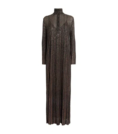 Missoni Embellished Stripe High-neck Maxi Dress In Black