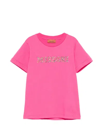 Missoni Kids' Embellished T-shirt In Pink