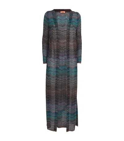 Missoni Embellished Zigzag Long Cardigan In Black
