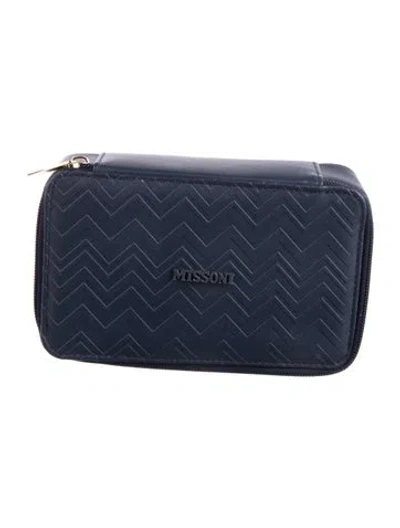 Pre-owned Missoni Embossed Cosmetic Bag In Blue