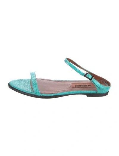 Pre-owned Missoni Embossed Leather Sandals In Blue