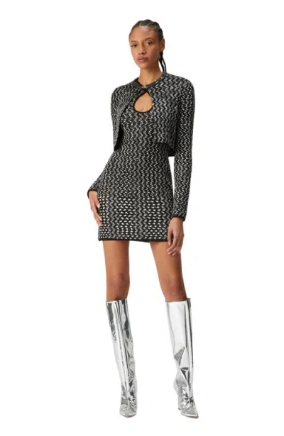 Missoni Embossed Zig Zag Cardigan With Sequins In Black 1
