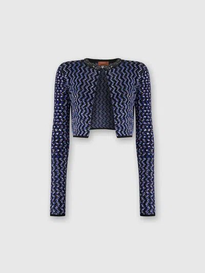 Missoni Embossed Zig Zag Cardigan With Sequins In Black
