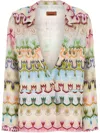Missoni Embroidered Viscose Blend Blazer With Long Sleeves In Nude
