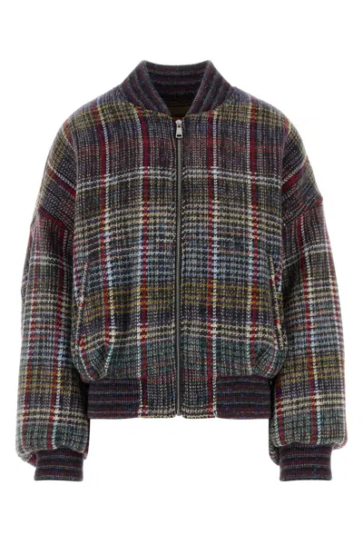 Missoni Embroidered Checked Wool Bomber Jacket For Women In Multi