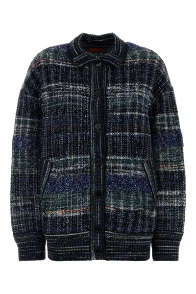Missoni Embroidered Checked Wool-blend Oversize Cardigan