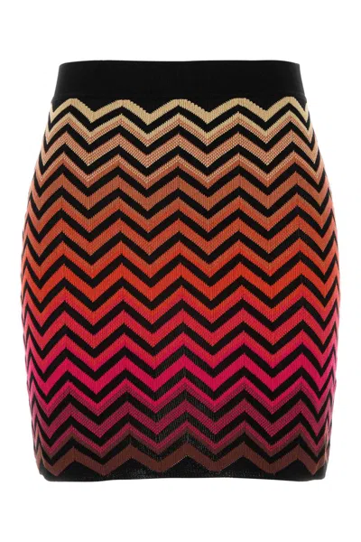 Missoni Embroidered Cotton Blend Mini Skirt In Multicblkredfucsi