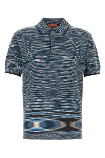 Missoni Polo In Cotone Ricamato  Uomo In Blue