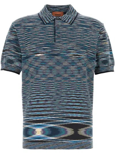 Missoni Polo In Cotone Ricamato  Uomo In Blue