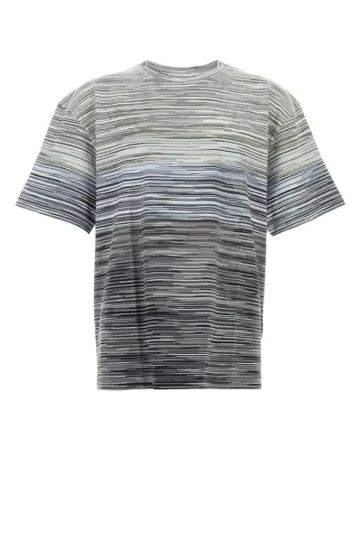 Missoni Slub Cotton Jersey T-shirt In Grey Multicoloured