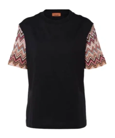 Missoni Embroidered Cotton T-shirt In Black