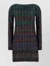 Missoni Mini Dress With Chevron And Stripe Pattern In Blue