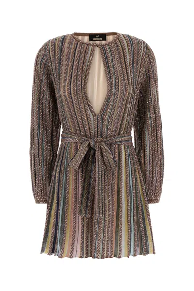 Missoni Embroidered Knit Mini Dress In Stripped