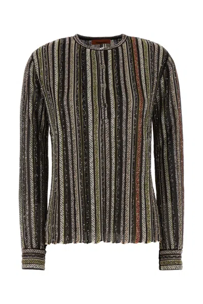 Missoni Embroidered Knit Shirt In White