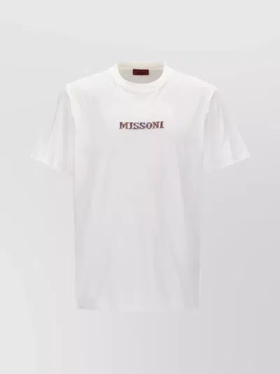 Missoni Embroidered Logo Crew Neck T-shirt In Gray