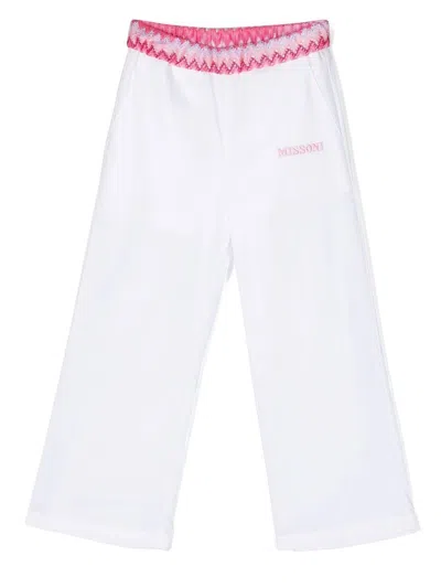 Missoni Kids' Embroidered-logo Track Pants In White