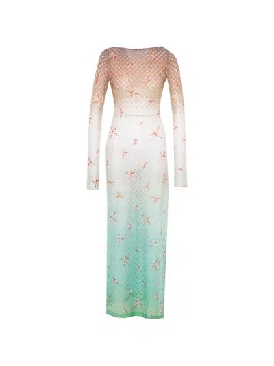 Missoni Embroidered Mesh Long-sleeved Dress In White