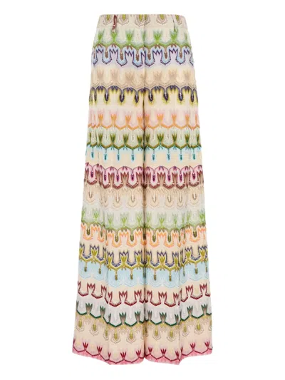 MISSONI EMBROIDERED PALAZZO TROUSERS