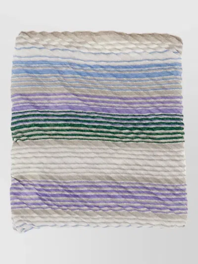 Missoni Embroidered Striped Scarf In Blue