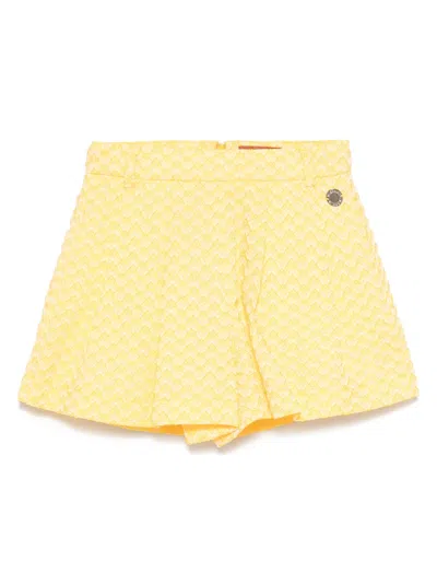 Missoni Kids' Embroidered Shorts In Yellow