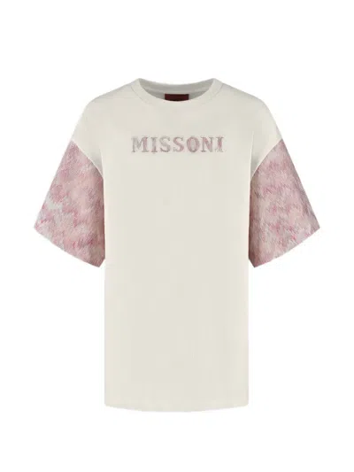 Missoni Kids' Embroidered Sleeved Mini Dress In Pink