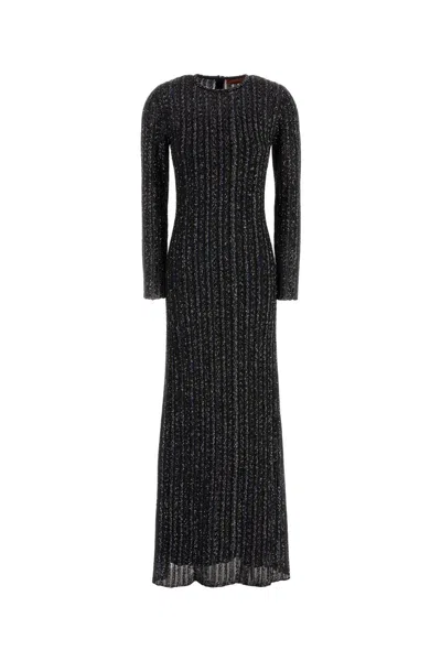 Missoni Embroidered Stretch Knit Long Dress In Stripped