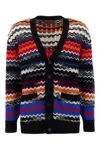 Missoni Chevron Pattern Wool Blend Cardigan In Sm8yb