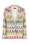 Missoni Embroidered Viscose Blend Blazer With Long Sleeves In Multipinkgreenwhite