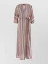 MISSONI EMBROIDERED VISCOSE BLEND DRESS WITH ZIGZAG PATTERN
