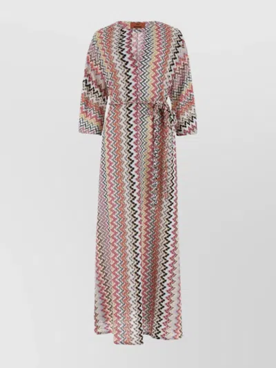 Missoni Embroidered Viscose Blend Dress With Zigzag Pattern In Multi