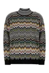 Missoni Chevron Pattern Mock Neck Knit Sweater In Gray