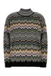 Missoni Chevron Pattern Mock Neck Knit Sweater In White