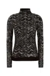 Missoni Chevron Pattern Knit Sweater With Mock Neck In Black