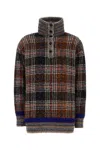 Missoni High-neck Sweater With Check Pattern In Brown
