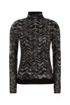 Missoni Chevron Pattern Knit Sweater With Mock Neck In Black