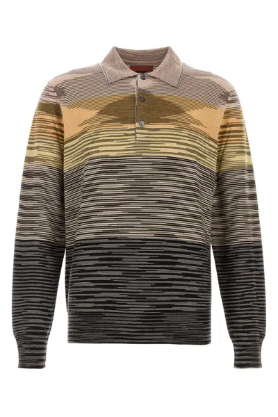 Missoni Embroidered Wool Polo Shirt In Multi