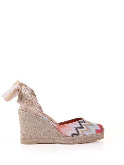 Missoni Espadrilles In Chevron Fabric With Wedge And Ankle Laces