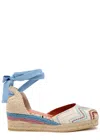 Missoni Eva 30 Zigzag Canvas Wedge Espadrilles In Blue