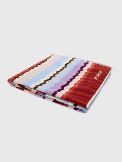 Missoni Eva Beach Towel In 100% Cotton 180x100 Cm In Red,multicoloured