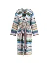 Missoni Eva Zigzag-pattern Hooded Bathrobe In Multi
