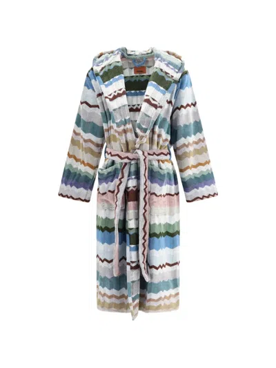 Missoni Eva Zigzag-pattern Hooded Bathrobe In Multi