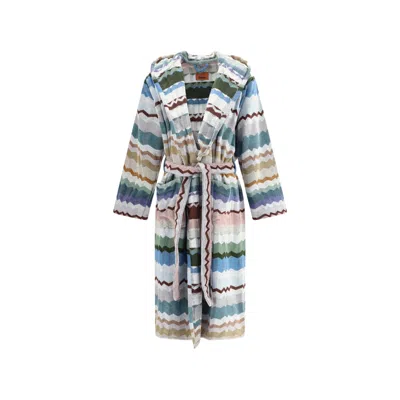 Missoni Eva Zigzag-pattern Hooded Bathrobe In Multi