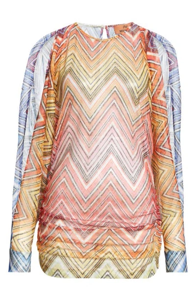 Missoni Exploded Chevron Long Sleeve Cover-up Dress In Multicolor Chevron