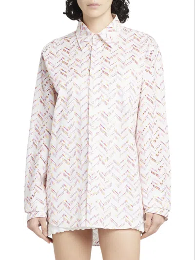 Missoni Eyelet Embroidery Long Sleeve Shirt In Multicolor