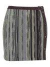 Missoni Striped Skirt With Button And Elastic Waistband In Brown