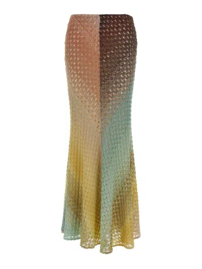 Missoni High Waist Long Lace Skirt In Multicolor