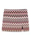Missoni Pink Mini Skirt With Zig Zag Motif In Cotton And Viscose Blend Woman In Multicolour