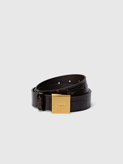 Missoni Faux Croccodile Leather Patterned Belt In Brown